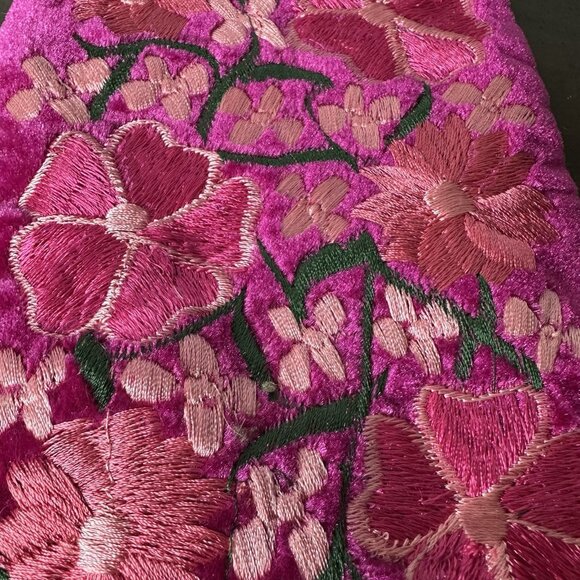 Pink Boho Embroidered Floral Guatemalan Crossbody Bohemian Purse Zip Fringe - Picture 3 of 7